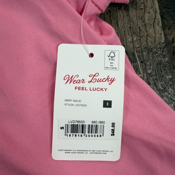 Lucky Brand Women’s Size Small Pink and White Floral Pajama Shorts and T Set - Picture 9 of 12